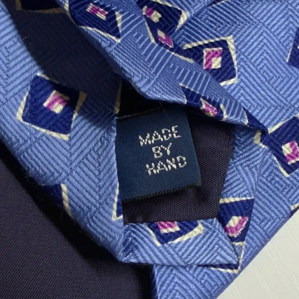 2 Silk Ties Vintage Ralph Lauren Chaps Polo Blue Geometric Red Paisley Handmade